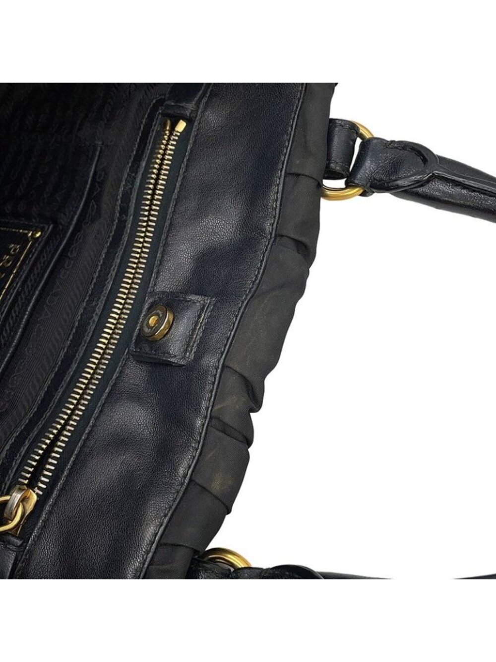 Prada Tote Gathered Nylon 2-Way Black - Picture 9 of 10